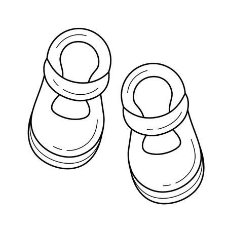 Baby shoes line icon isolated on white background.のイラスト素材