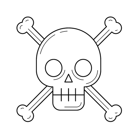 Danger sign vector line icon isolated on white background. Skull and crossbones - the sign of the danger warning line icon for infographic, website or app.のイラスト素材