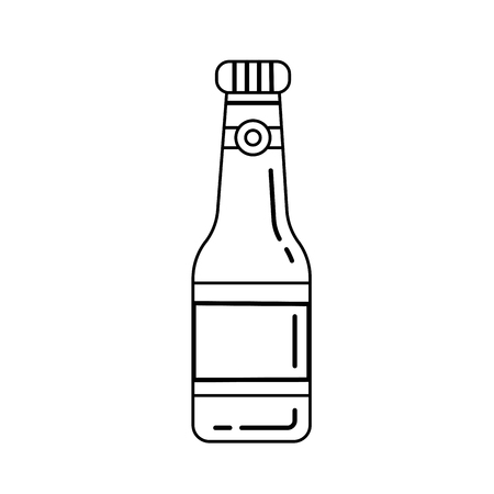 Beer bottle vector line icon isolated on white background. Vector line icon of craft beer bottle for infographic, website or app.のイラスト素材