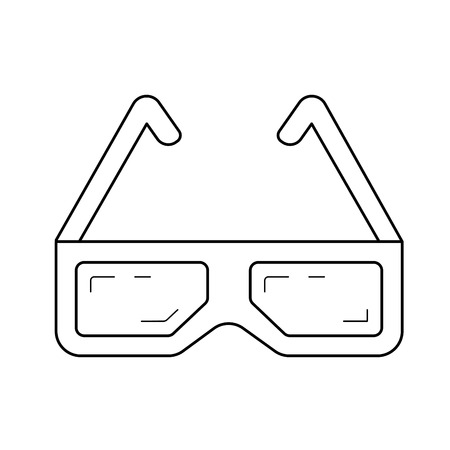 3D cinema glasses vector line icon isolated on white background. Three d cinema glasses line icon for infographic, website or app. Icon designed on a grid system.のイラスト素材