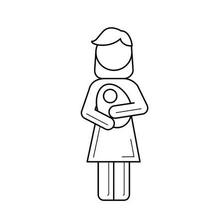Maternity vector line icon isolated on white background. Maternity line icon for infographic, website or app. Icon designed on a grid system.のイラスト素材