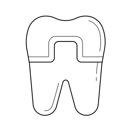 Filled tooth vector line icon isolated on white background. Filled tooth line icon for infographic, website or app. Icon designed on a grid system.のイラスト素材