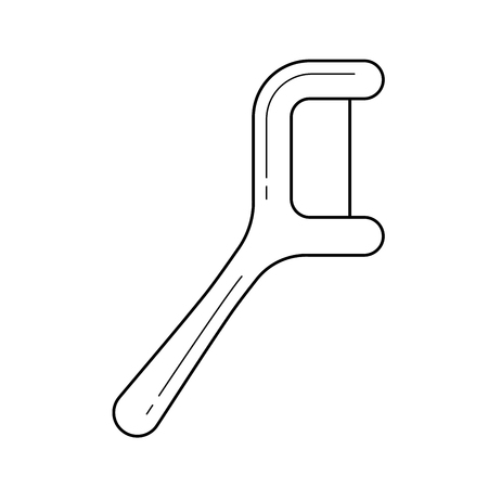 Floss pick vector line icon isolated on white background. Floss pick line icon for infographic, website or app. Icon designed on a grid system.のイラスト素材