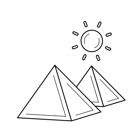 Egyptian pyramid vector line icon isolated on white background for infographic, website or app. Icon designed on a grid system.のイラスト素材