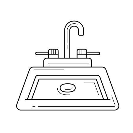Sink vector line icon isolated on white background for infographic, website or app. Icon designed on a grid system.のイラスト素材