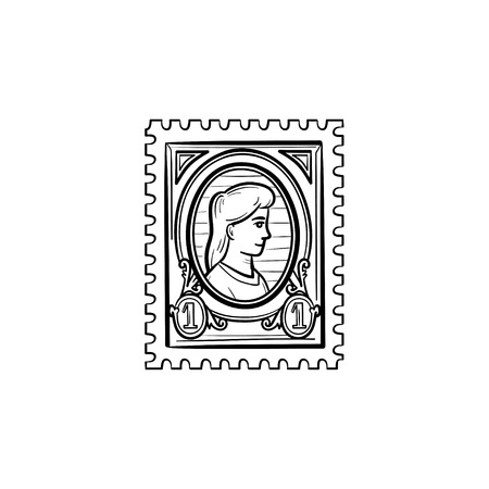 Philately hand drawn outline doodle icon. Postage stamp vector sketch illustration for print, web, mobile and infographics isolated on white background.のイラスト素材