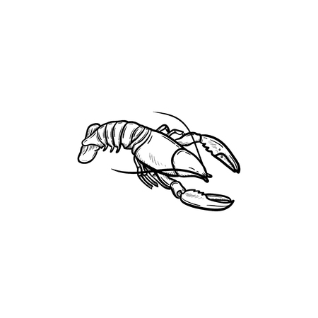 Lobster hand drawn outline doodle icon. Vector sketch illustration of healthy seafood - lobster or cancer for print, web, mobile and infographics isolated on white background.のイラスト素材
