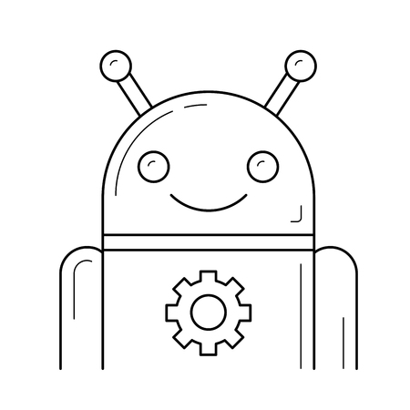 Robot vector line icon isolated on a white background.のイラスト素材