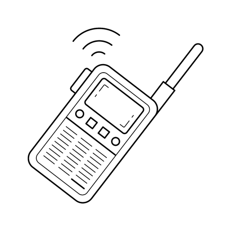 Portable radio set vector line icon isolated on white background. Portable radio set line icon for infographic, website or app.のイラスト素材
