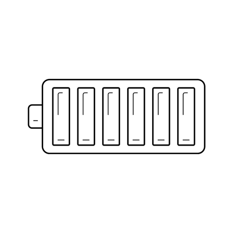 Full battery vector line icon isolated on white background. Full battery line icon for infographic, website or app.のイラスト素材