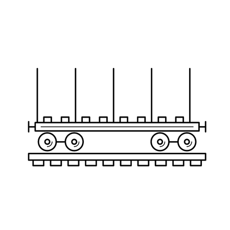 Wagon locomotive flat car vector line icon isolated on white background. Wagon locomotive flat car line icon for infographic, website or app. Icon designed on a grid system.のイラスト素材