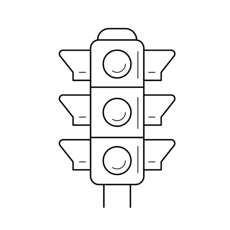Traffic light vector line icon isolated on white background. Traffic sign line icon for infographic, website or app. Icon designed on a grid system.のイラスト素材