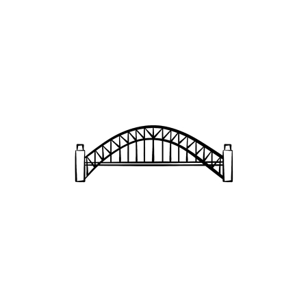 Bridge hand drawn outline doodle icon. Vector sketch illustration of modern bridge architecture for print, web, mobile and infographics isolated on white background.のイラスト素材