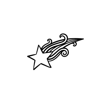 Shooting star hand drawn outline doodle icon. Fairytale star vector sketch illustration for print, web, mobile and infographics isolated on white background.のイラスト素材