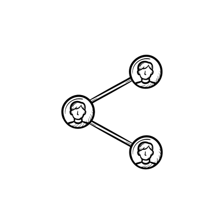 Social media sharing hand drawn outline doodle icon. Share as a concept of networking, community vector sketch illustration for print, web, mobile and infographics isolated on white background.のイラスト素材