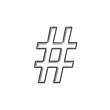 Hashtag hand drawn outline doodle icon. Internet communication and social media vector sketch illustration for print, web, mobile and infographics isolated on white background.のイラスト素材