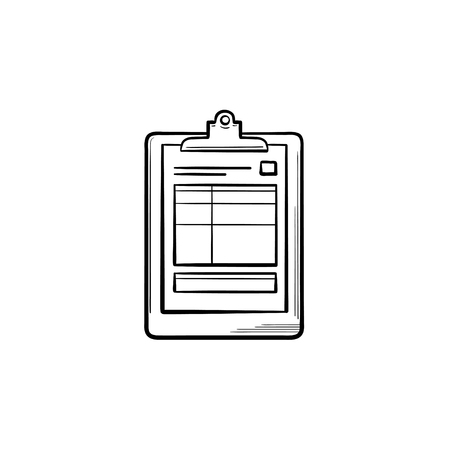 Medical record and health tests hand drawn outline doodle icon. Prescription report clipboard file as medical document concept vector sketch illustration on white background.のイラスト素材