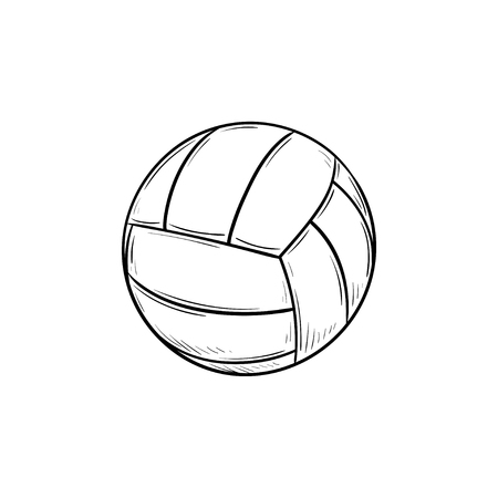 Ball for playing volleyball hand drawn outline doodle icon. Valleyball equipment, team sport activity concept. Vector sketch illustration for print, web, mobile and infographics on white background.のイラスト素材