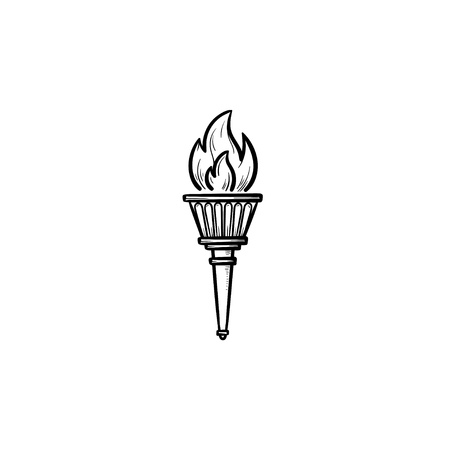 torch hand drawn outline doodle icon.  games, success symbol, winner and triumph flame concept. Vector sketch illustration for print, web, mobile and infographics on white background.のイラスト素材