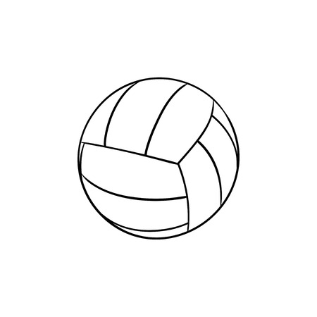 Ball for playing volleyball hand drawn outline doodle icon. Valleyball equipment, game and relaxation concept. Vector sketch illustration for print, web, mobile and infographics on white background.のイラスト素材