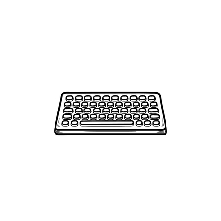 Keyboard hand drawn outline doodle icon. Input device and technology, keypad and equipment concept. Vector sketch illustration for print, web, mobile and infographics on white background.のイラスト素材