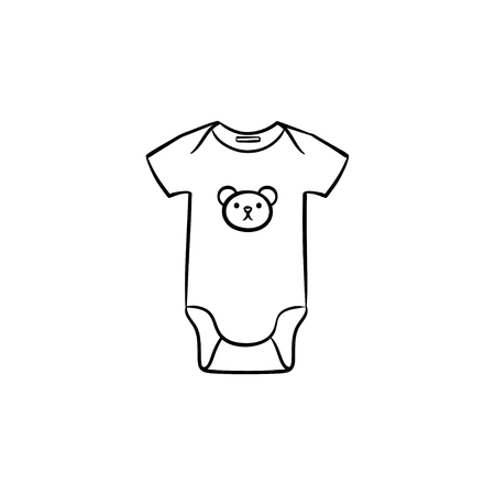 Newborn baby wear hand drawn outline doodle icon. Lovely body suit for kid clothing vector sketch illustration for print, web, mobile and infographics isolated on white background.のイラスト素材