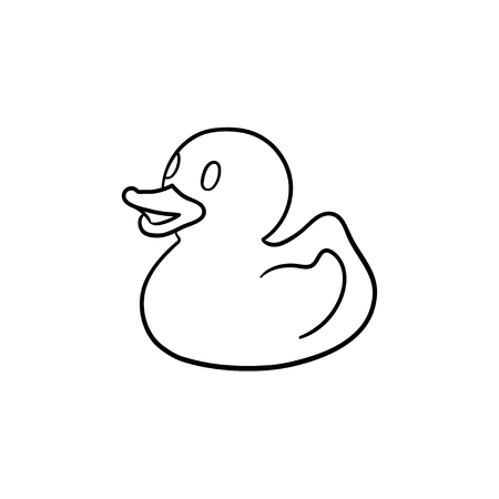 Bath duck hand drawn outline doodle icon. Rubber duck for baby shower and bathtub vector sketch illustration for print, web, mobile and infographics isolated on white background.のイラスト素材