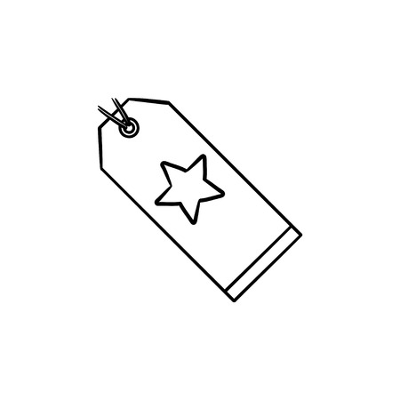 Promotion price tag with star hand drawn outline doodle icon. Sales and price label, discount, store concept. Vector sketch illustration for print, web, mobile and infographics on white background.のイラスト素材