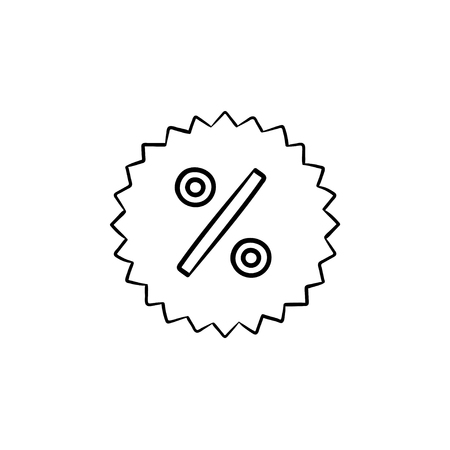 Star with percentage sign hand drawn outline doodle icon. Pricing, discount, shopping, market concept. Vector sketch illustration for print, web, mobile and infographics on white background.のイラスト素材