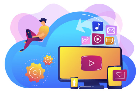 Cloud based engine concept vector illustration.のイラスト素材