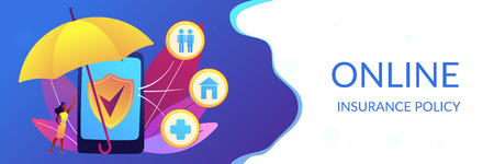 On-demand insurance concept banner header.のイラスト素材