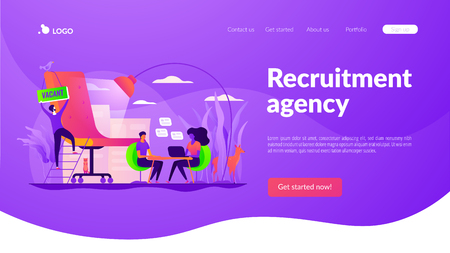 Recruitment agency landing page template.のイラスト素材