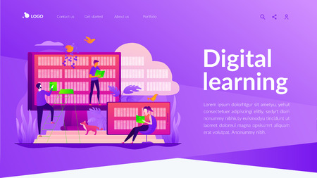 E-library landing page template.のイラスト素材