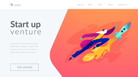 Start up launch landing page template.のイラスト素材
