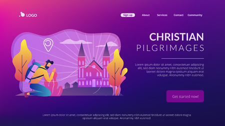 Christian pilgrimages concept landing page.のイラスト素材