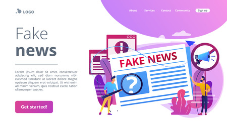 Fake news concept landing pageのイラスト素材