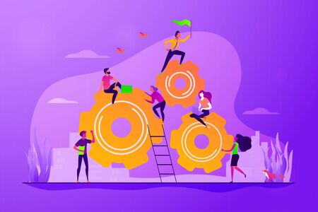 Team building and leadership. Career growth and job opportunities. Dedicated team, software development professionals, business model in IT concept. Vector isolated concept creative illustrationのイラスト素材