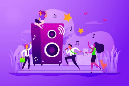 Colleagues at corporate party. Employees characters relaxing after work day. Rest breaks at work, office fun and games and stress management concept. Vector isolated concept creative illustrationのイラスト素材