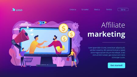 Affiliate marketing concept landing page.のイラスト素材