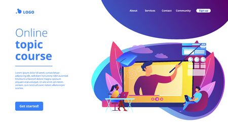 Online workshop concept landing pageのイラスト素材
