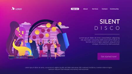 Silent disco concept landing page.のイラスト素材