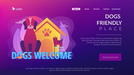 Dogs friendly place concept landing pageのイラスト素材