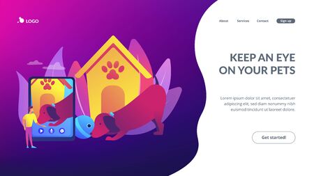 Robotic pet sitters concept landing pageのイラスト素材