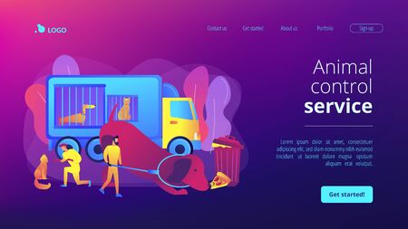 Animal control service concept landing pageのイラスト素材