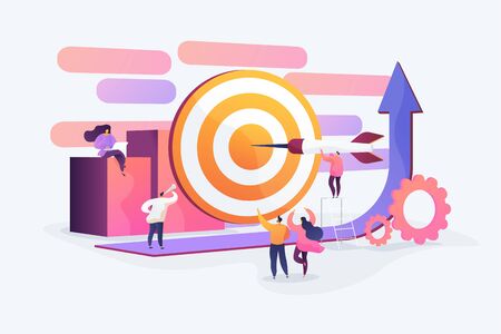 Aim achievement, motivation and success. Career development strategy. Goals and objectives, business grow, business plan, goal setting concept. Vector isolated concept creative illustrationのイラスト素材