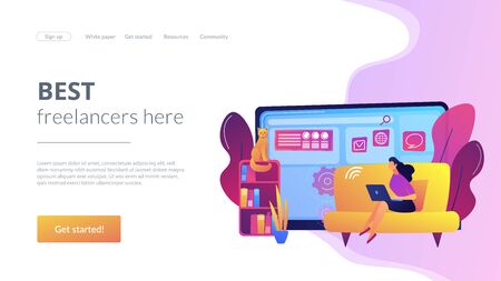 Freelance work concept landing pageのイラスト素材