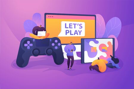 Cross-platform play vector illustration.のイラスト素材
