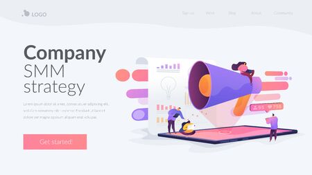 Social media management landing page template.のイラスト素材
