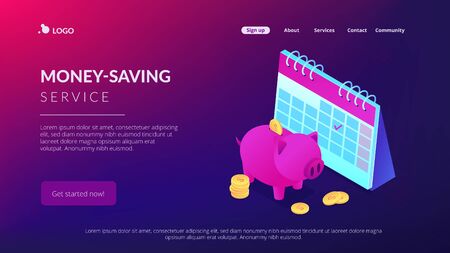 Cash deposit isometric 3D landing page.のイラスト素材