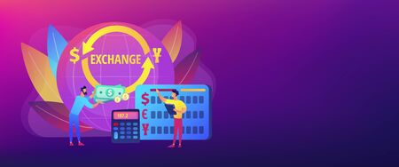 Currency exchange concept banner headerのイラスト素材